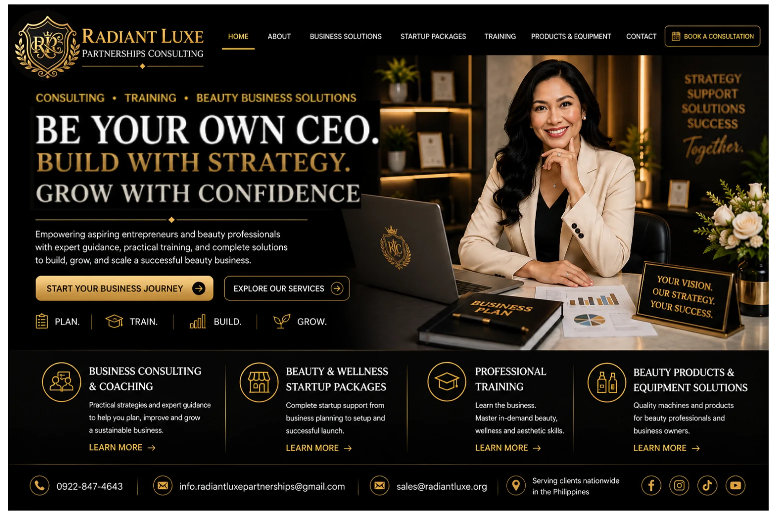 Radiant Luxe Partnerships Consulting hero: Be Your Own CEO. Build With Strategy. Grow With Confidence.